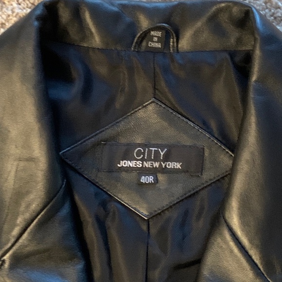 City Jones New York NY Mens Genuine Leather Blazer Sport Coat Jacket Black 40R - Picture 5 of 11